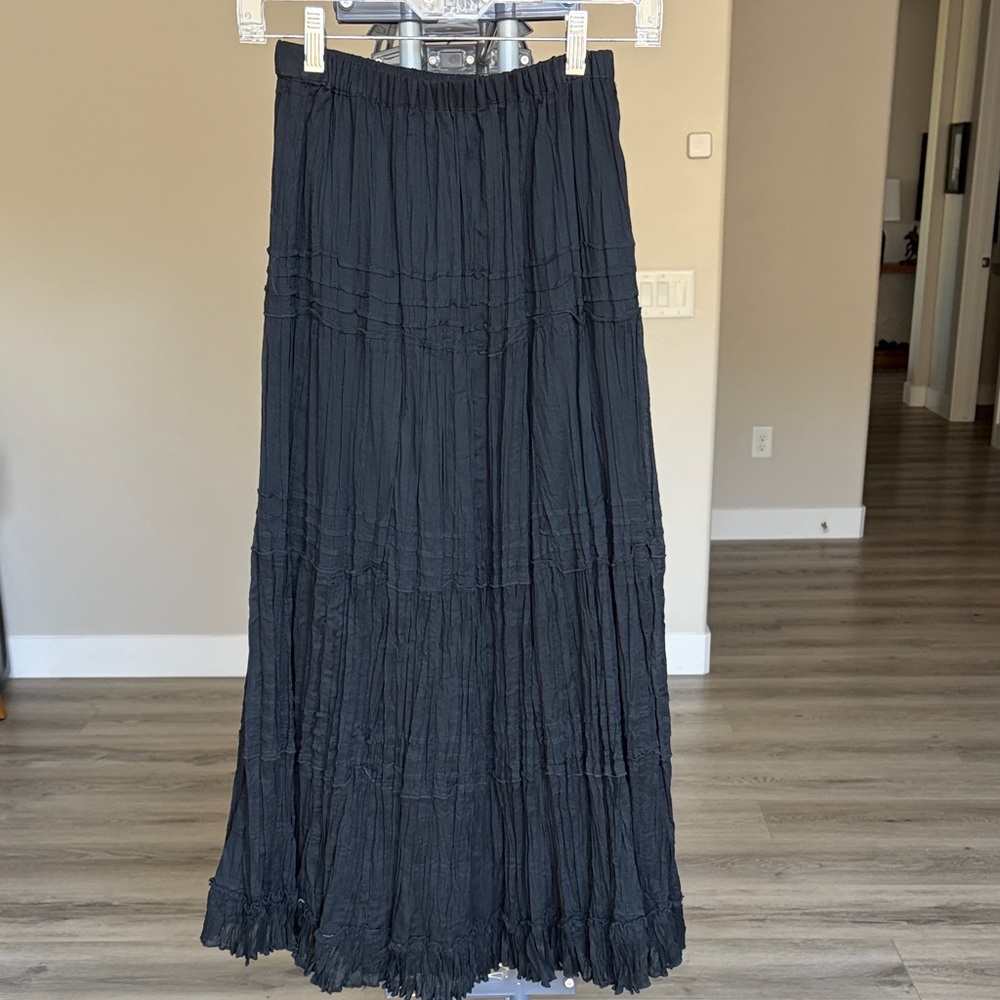 Chico's Black Tiered Maxi Skirt (Size 1)